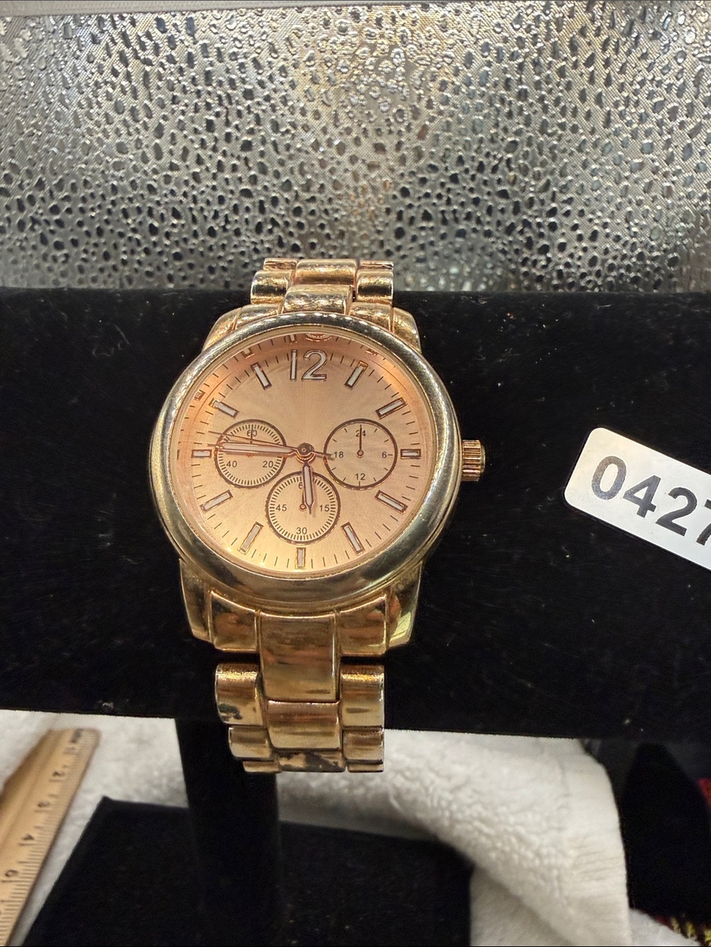 Women's Gold-Tone Bracelet Watch with Rose-Gold Dial